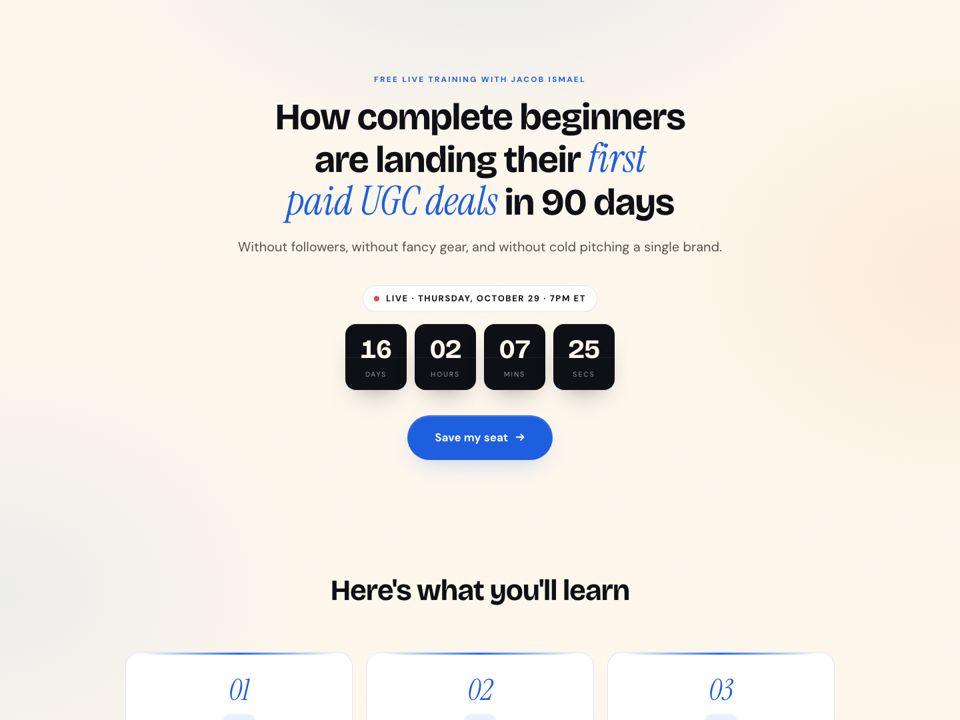 Registration page preview